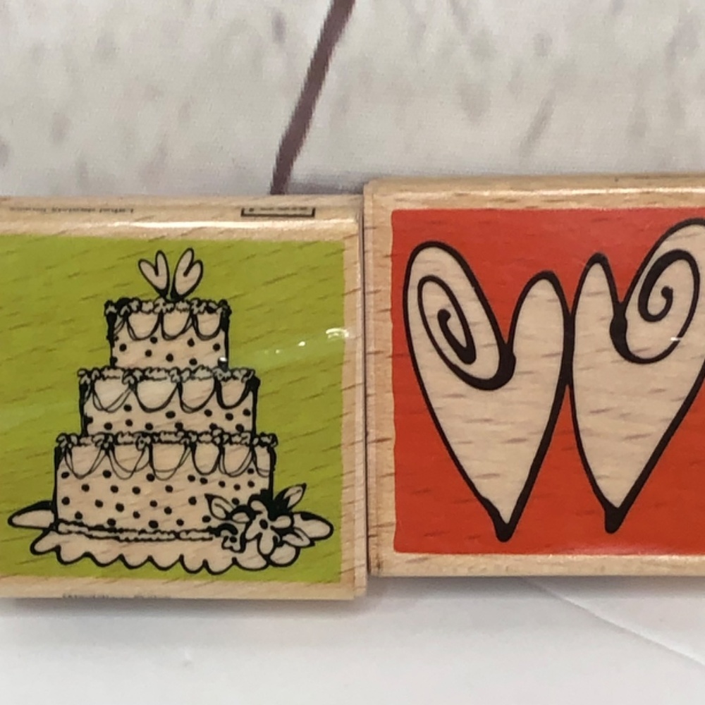 VAP! Scrap "B-Day Cake & Hearts Mounted Wood Rubber Stamp - Picture 2 of 9 VAP!